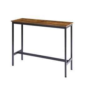 Bar Table Set With 2 Bar Stools PU Soft Seat With Backrest, Rustic Brown, 43.31'' L X 15.75'' W X 35.43'' H. (Option: Defaulttitle)